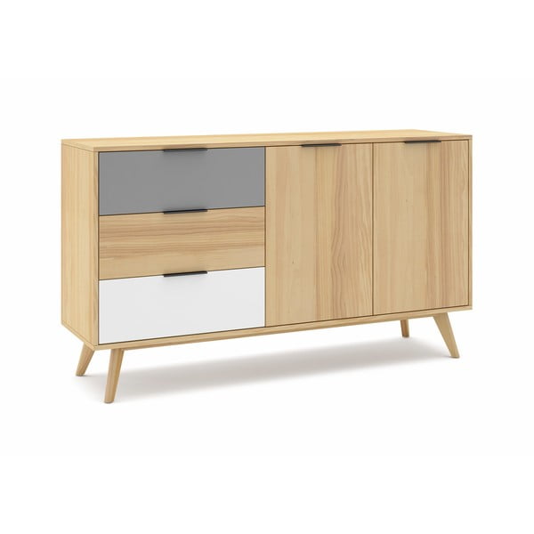 Нисък скрин с дъбов декор в естествен цвят 140x81 cm Elfa - Marckeric-image-2