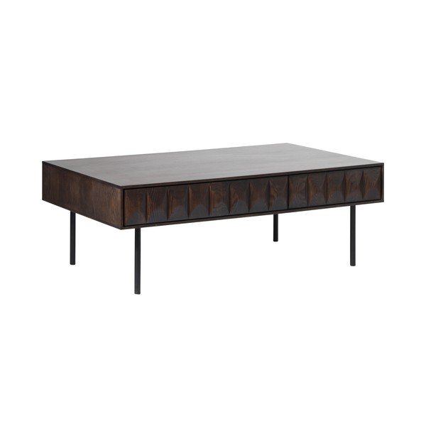 Тъмнокафява масичка за кафе с дъбов плот 71x117 cm Latina – Unique Furniture-image-2