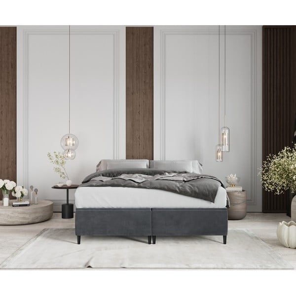 Антрацитно тапицирано двойно легло с място за съхранение 140x200 cm Tate – Maison de Rêve-image-3