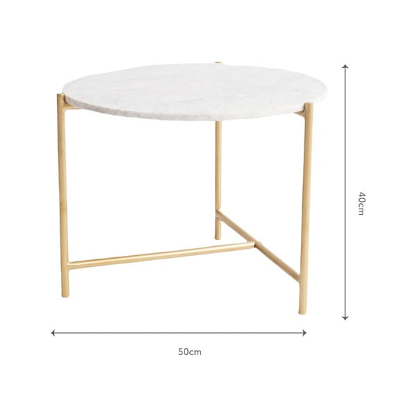 Кръгла масичка за кафе от бял мрамор ø 50 cm Morgans - Really Nice Things-image-3