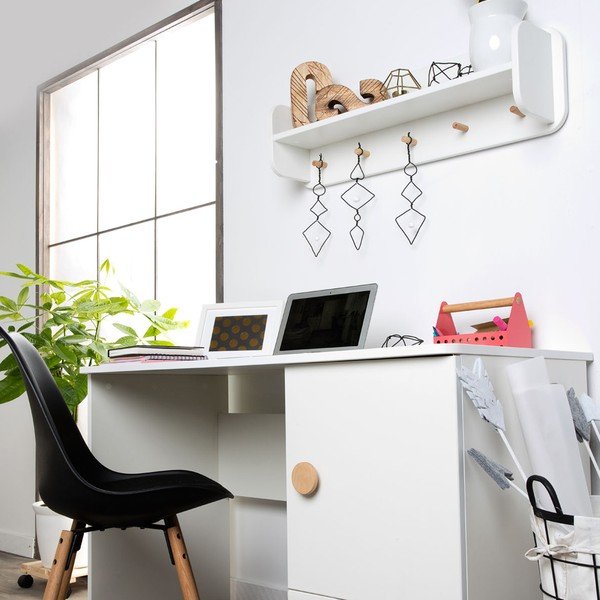 Бял стенен детски шкаф за дрехи с рафт I'ga - Pinio-image-1