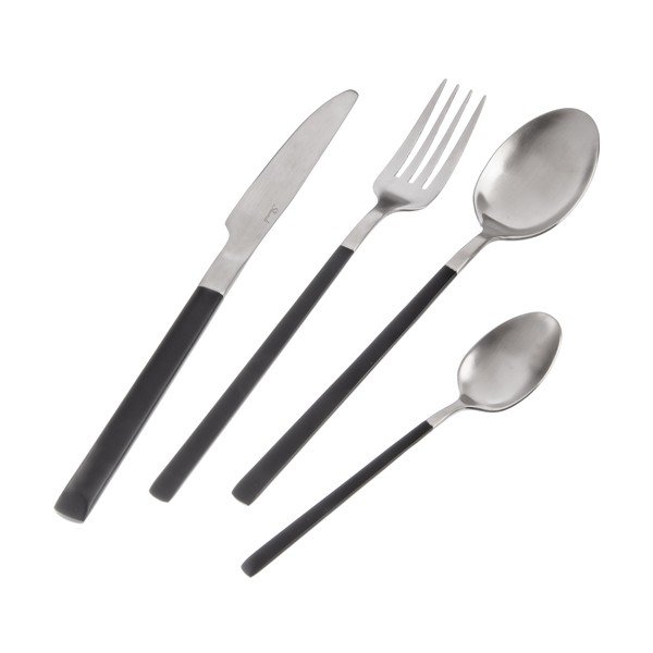Черен/в сребрист цвят прибори за хранене от неръждаема стомана 24 бр. Skandi – Orion