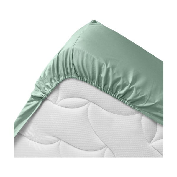 Светлозелен еластичен чаршаф от органичен памук 140x190 cm Biolina – douceur d'intérieur-image-3