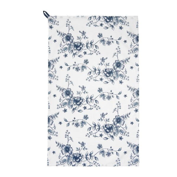 Modro-bílá kuchyňská utěrka z bavlny Clayre & Eef Lilies, 50 x 85 cm