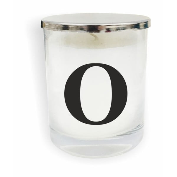 Бяло и черно стъкло с монограм Candle O - North Carolina Scandinavian Home Decors