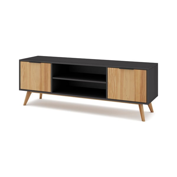 ТВ масичка от черен/натурален бор 140x53 cm Lavis - Marckeric-image-3