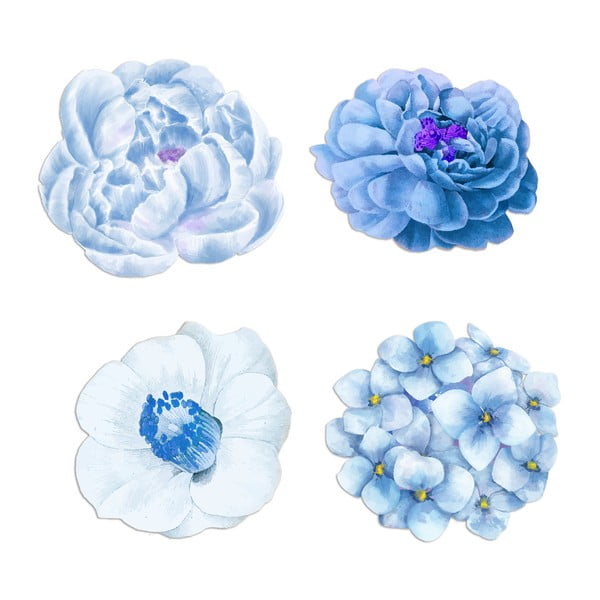 Комплект от 4 декоративни подложки от юта Blue Flowers - Madre Selva