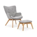 Сив фотьойл с табуретка от рипсено кадифе Niko – Ropez