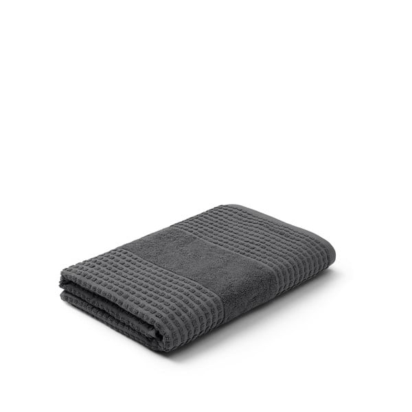 Тъмносива хавлиена кърпа от органичен памук от тери 70x140 cm Check – JUNA-image-2