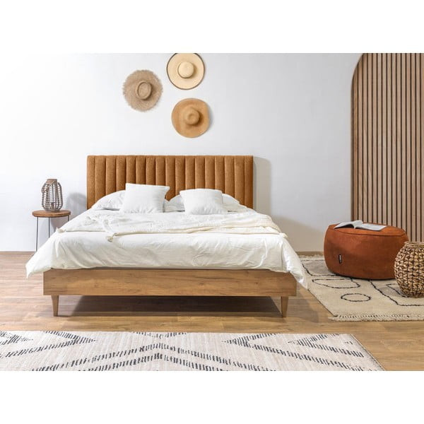 Двойно легло с решетка 160x200 cm в меден/естествен цвят Oceane - Bobochic Paris-image-2