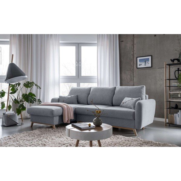 Светлосив ъглов разтегателен диван, ляв ъгъл Scandic Lagom - Miuform-image-3