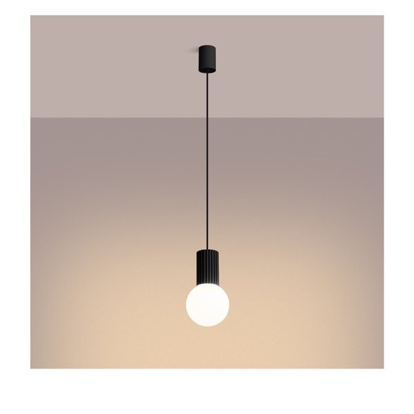 Черно висящо осветително тяло със стъклен абажур ø 12 cm Orbital – Sollux-image-4