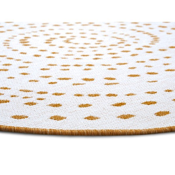 Кръгъл външен килим в бял цвят и жълта охраø 200 cm Bali – NORTHRUGS-image-3