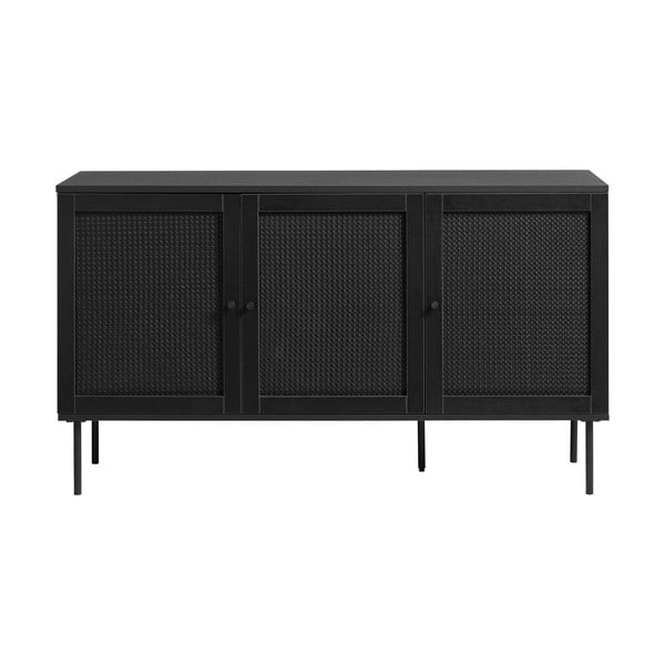 Черен нисък скрин от дъб 140x80 cm Pensacola - Unique Furniture