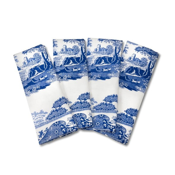 Комплект от 4 бели и сини памучни салфетки Blue Italian - Spode
