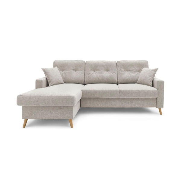 Кремав ъглов разтегателен диван със склад Швеция, ляв ъгъл, 224 cm - Bobochic Paris