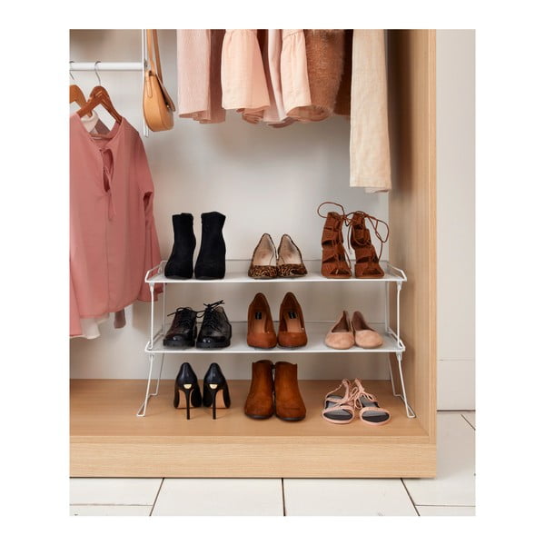 Бяла сгъваема стойка с един рафт за обувки - Compactor-image-1