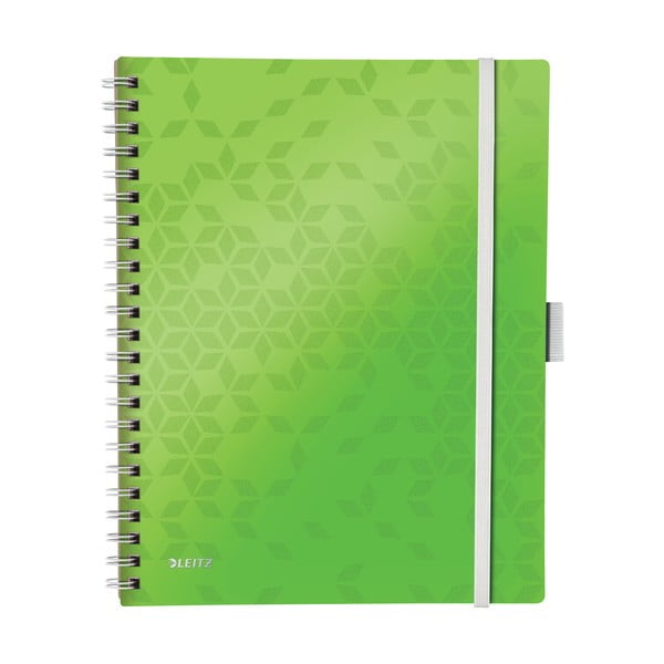 Зелена мобилна тетрадка с подвързия , 80 страници WOW - Leitz