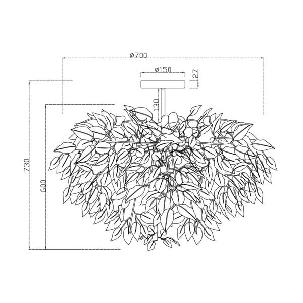 Бяла висяща лампа , височина 73 cm Leavy - Reality-image-1