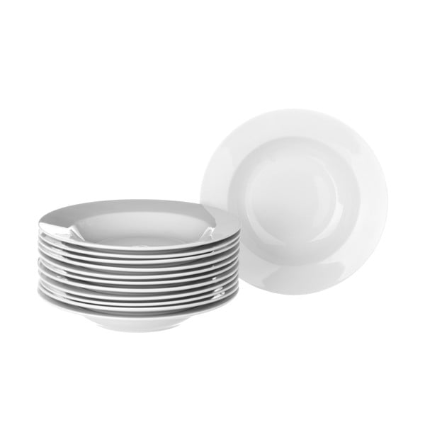 Комплект от 12 чинии от бял порцелан Елегантно - Casa Selección