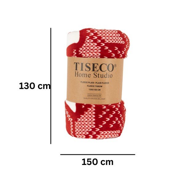 Червено одеяло с коледен мотив от шерпа 130x150 cm Xmas – Tiseco Home Studio-image-3