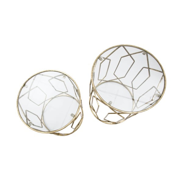 Кръгли странични маси със стъклен плот в комплект от 2 броя ø 42 cm Tunisi - Mauro Ferretti-image-3