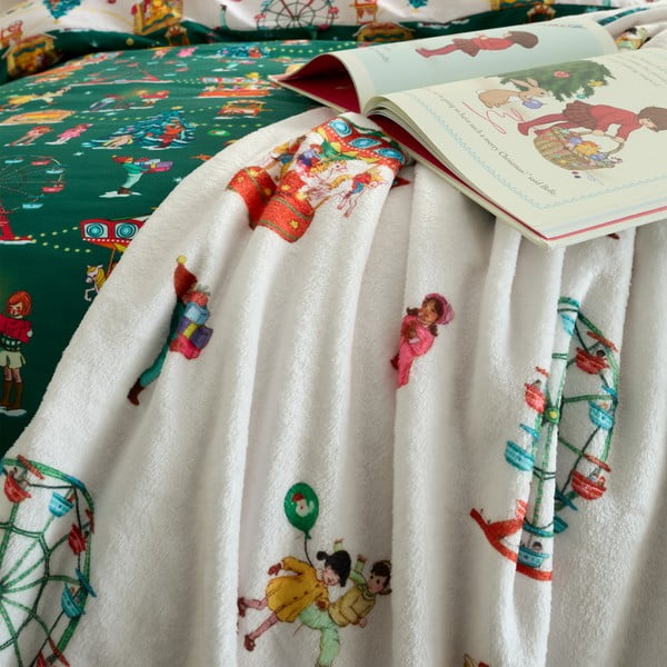 Бяло бебешко одеяло от микроплюш 150x200 cm Christmas Fairground – Belle & Boo-image-2