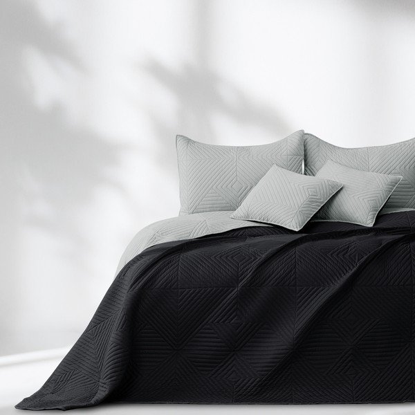 Черно/светлосиво капитонирано покривало за легло от микрофибър 240x260 cm Softa – Restilo-image-1