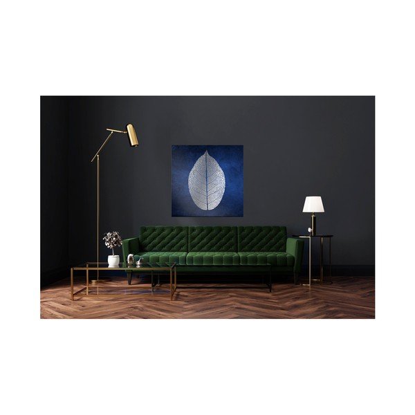 Картина на платно Uno White Leaf, 60 x 60 cm Silver - Styler-image-1