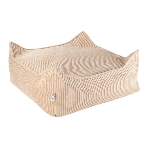 Светлокафяв детски пуф от рипсено кадифе Square – Wigiwama