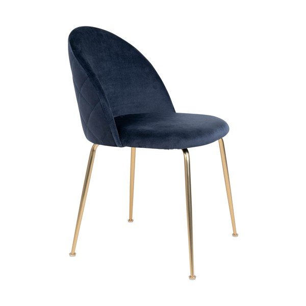 Кадифени трапезни столове в синьо-златисто в комплект от 2 броя Geneve - House Nordic-image-3