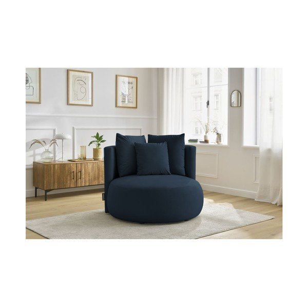 Тъмносиньо кадифено кресло Cesar – Bobochic Paris-image-1