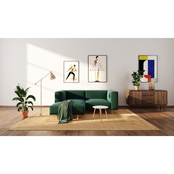 Тъмнозелен ъглов диван от кадифе (ляв ъгъл) Kukumo - Ame Yens-image-3