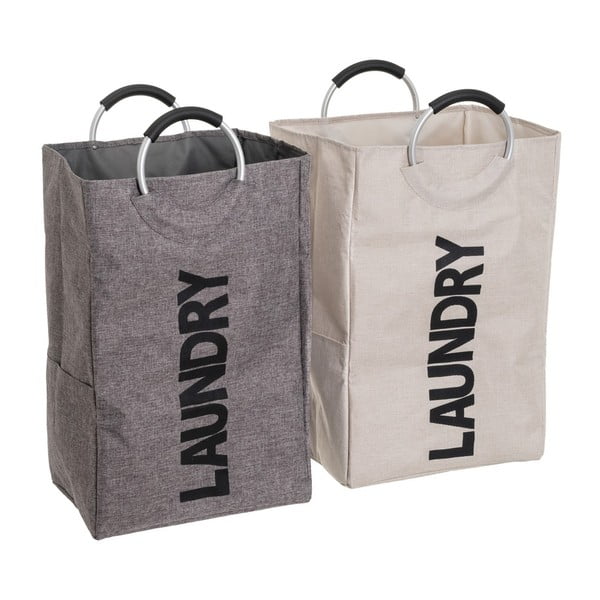 Сиво-бежови текстилни кошове за пране в комплект от 2 бр. – Casa Selección