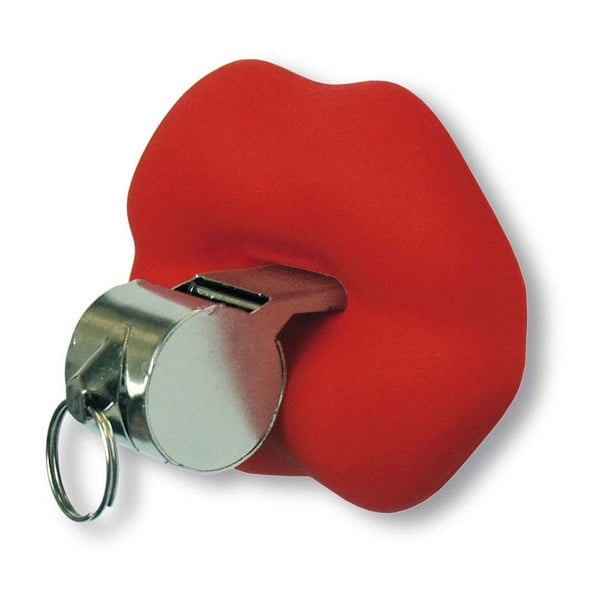 Červená klíčenka s držákem ve tvaru rtů e-my