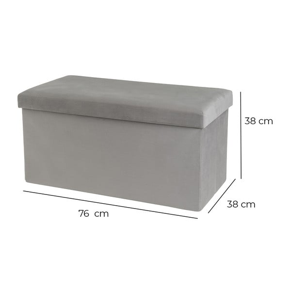 Светлосива кадифена табуретка Estela – Casa Selección-image-3