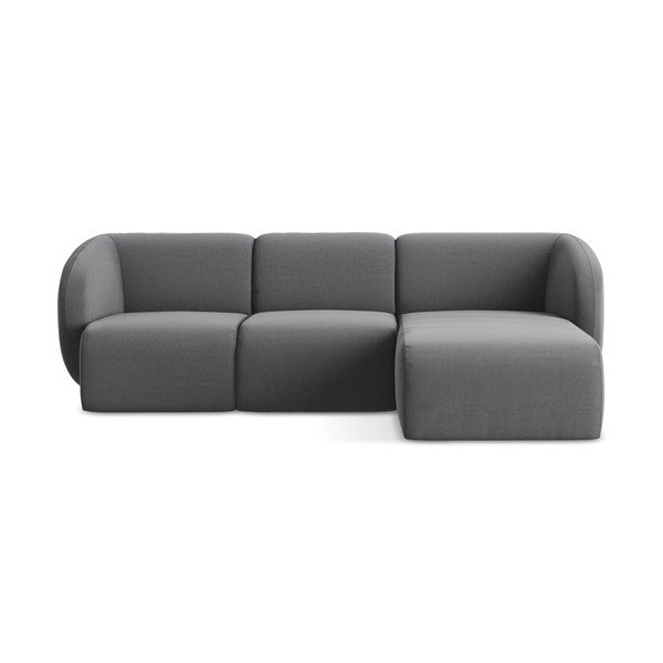 Сив кадифен ъглов диван (десен ъгъл) Lani – Makamii