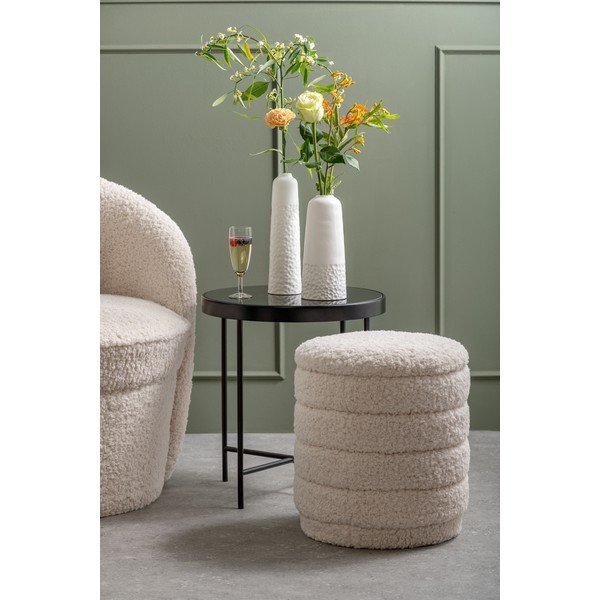 Бял кръгъл пуф със съхранение Cuddly - Leitmotiv-image-1