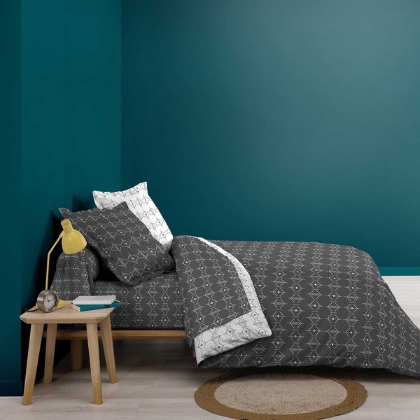 Тъмносив еластичен памучен чаршаф 140x190 cm Aristide – douceur d'intérieur-image-1