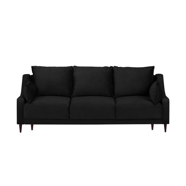 Разтегателен диван от черно кадифе с място за съхранение Mazzini Sofas Freesia, 215 cm