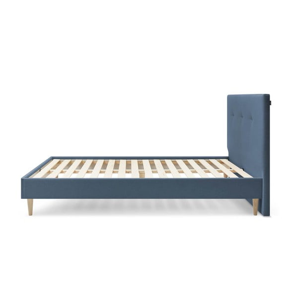 Синьо тапицирано двойно легло с решетка 160x200 cm Tory - Bobochic Paris-image-2