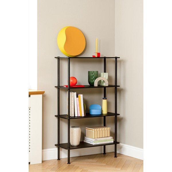 Черен стелаж от декор от дъб  80x127x35 cm Teidi – noo.ma-image-1