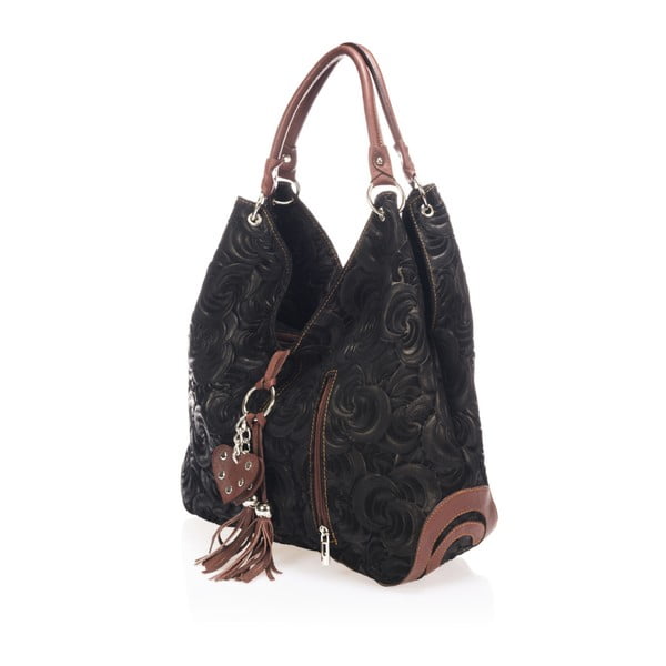 Черна кожена чанта Trieste - Giorgio Costa-image-2