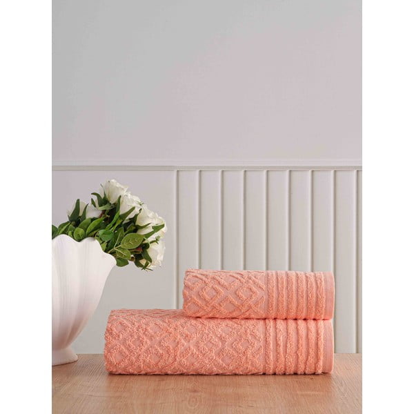 Оранжеви памучни хавлии и кърпи за баня в комплект от 2 бр. от тери Diamond – Mila Home-image-1