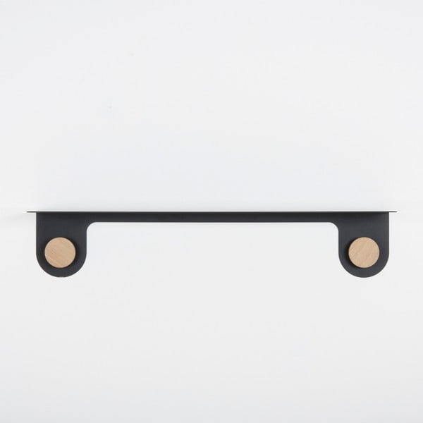 Стенен рафт от черна стомана с детайли от дъбово дърво с 2 куки , дължина 70 см Hook - Gazzda-image-2