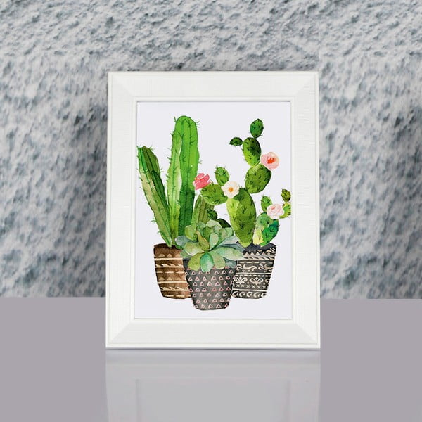 Zarámovaný obraz Dekorjinal Pouff Cacti, 23 x 17 cm