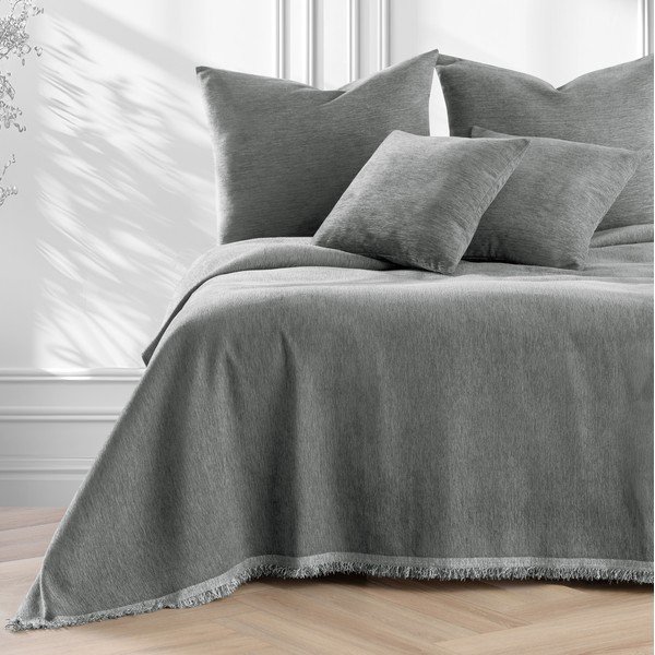 Сиво покривало за легло от шенил 220x240 cm Talo – Filumi-image-2