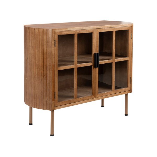 Витрина от масивно каучуково дърво в естествен цвят 100x80x38 cm Yaz – White Label-image-2