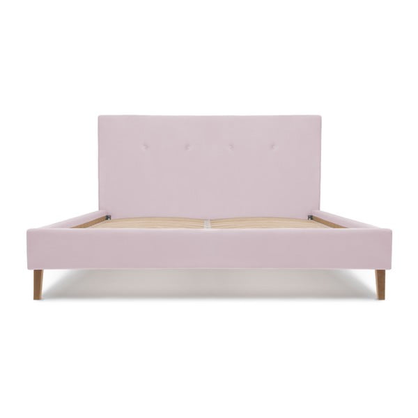Růžová postel s přírodními nohami Vivonita Kent, 140 x 200 cm-image-3