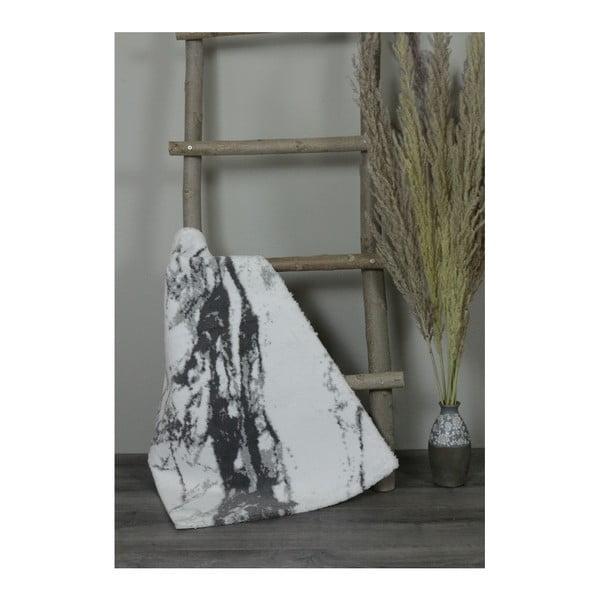Бяло и сиво памучно килимче за баня Sensation, 51 x 76 cm - My Home Plus